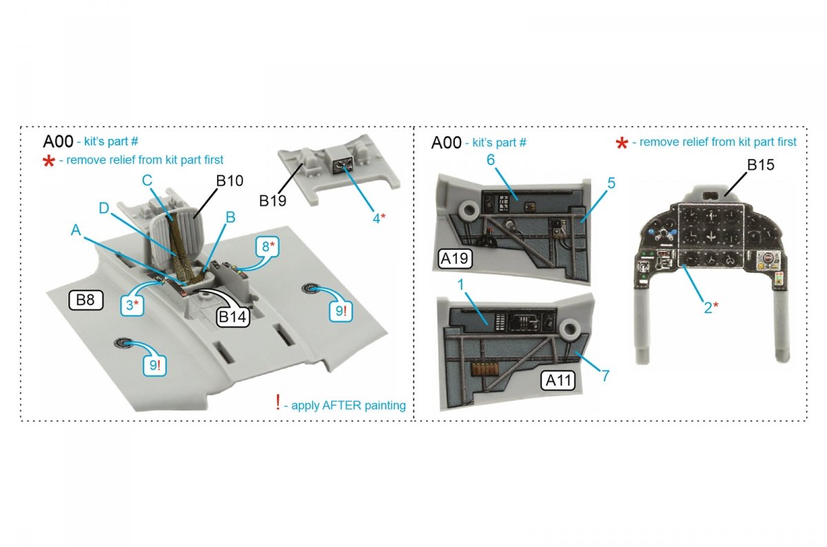 Intérieur imprimé en 3D et coloré sur papier décalcomanie Quinta Studio QD72056 Yak-9D (Zvezda) 1/72 – image 6