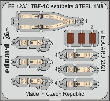 Ceintures de sécurité Eduard FE1233 TBF-1C STEEL ACADEMY 1/48