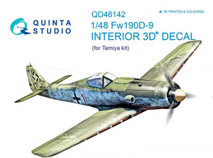Intérieur imprimé en 3D et coloré sur papier décalcomanie Quinta Studio QD48142 FW 190D-9 (pour maquette Tamiya) 1/48