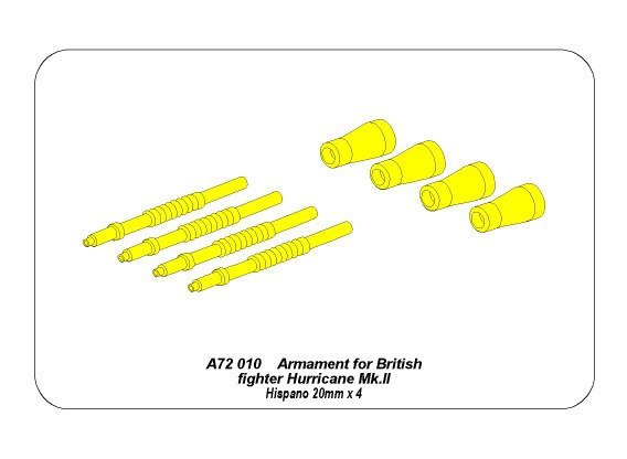 Aber A72 010 Armement pour chasseur britannique Hurricane Mk.II ; Hispano 20 mm x 4 (1/72) – image 8