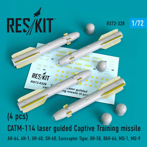 RESKIT RS72-0328 CATM-114 MISSILES D&amp;#39;ENTRAÎNEMENT CAPTIFS À GUIDAGE LASER (4 PIÈCES) 1/72