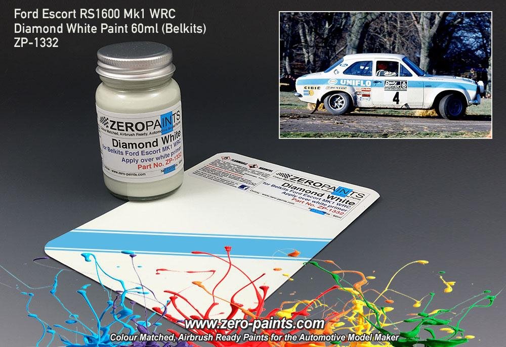 Peinture Zero Paints ZP-1332 Ford Escort RS1600 Mk1 WRC Blanc Diamant 60ml (Belkits)