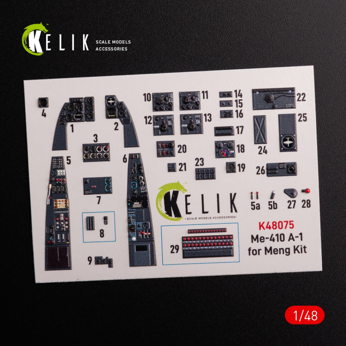 KELIK K48075 Messerschmitt Me-410 A1 autocollants 3D intérieurs pour kit modèle Meng 1/48 – image 2