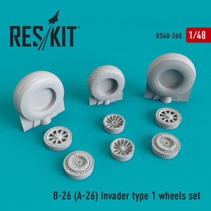 RESKIT RS48-0260 B-26 (A-26) Invader type 1 jeu de roues 1/48