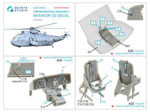 Intérieur imprimé en 3D et coloré sur papier décalcomanie Quinta Studio QDS-48429 Westland Sea King HAS.1 (Airfix) (Petite version) 1/48  – image 2