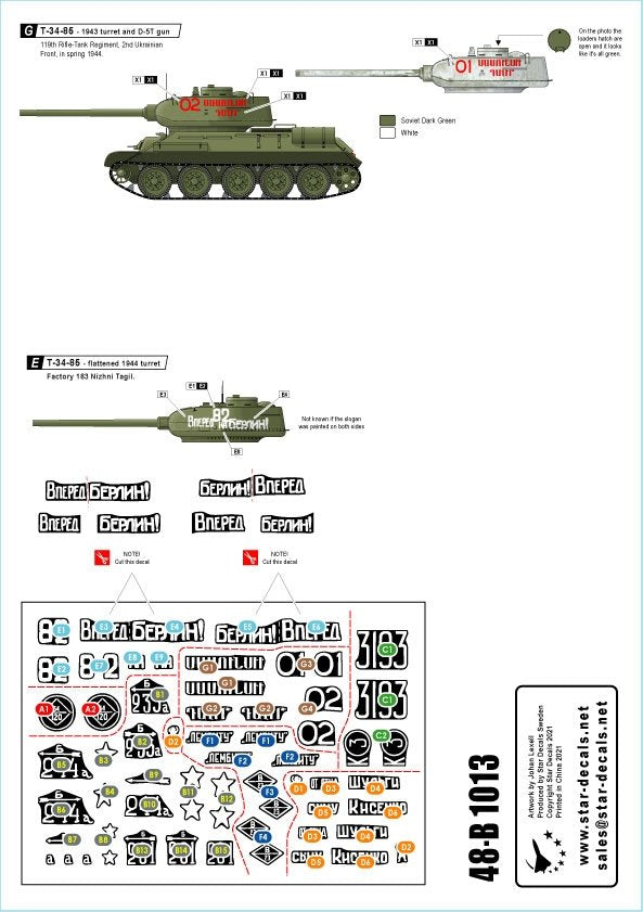 Star Decals 48-B1013 T-34-85 Armée rouge 1/48 – immagine 2