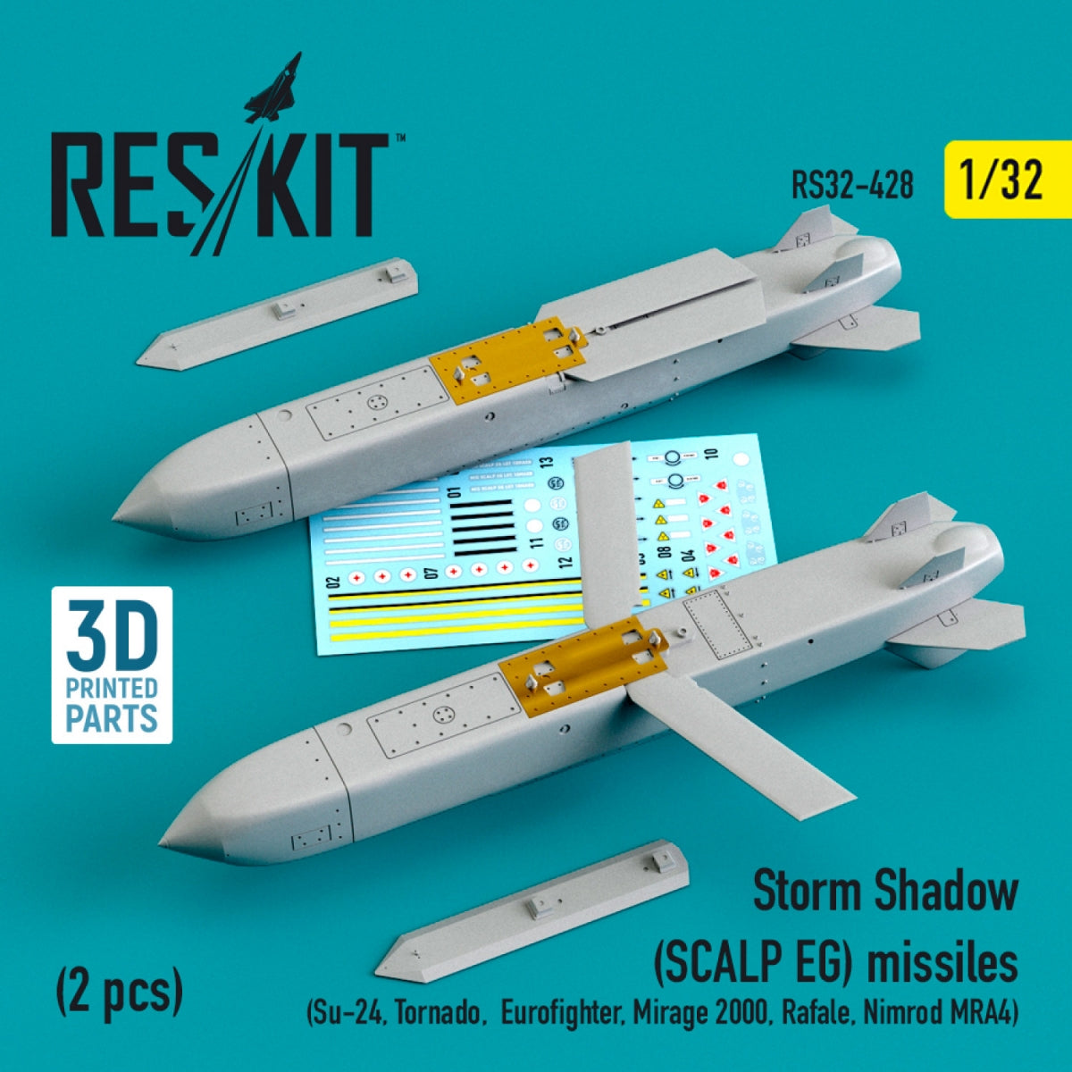 MISSILES RESKIT RS32-0428 STORM SHADOW (SCALP EG) (2 PIÈCES) (IMPRIMÉS EN 3D) 1/32
