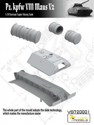 Maquette Vespid Models VS720001 Pz.Kpfw. VIII Maus V2 Char super-lourd allemand 1/72 – Bild 6