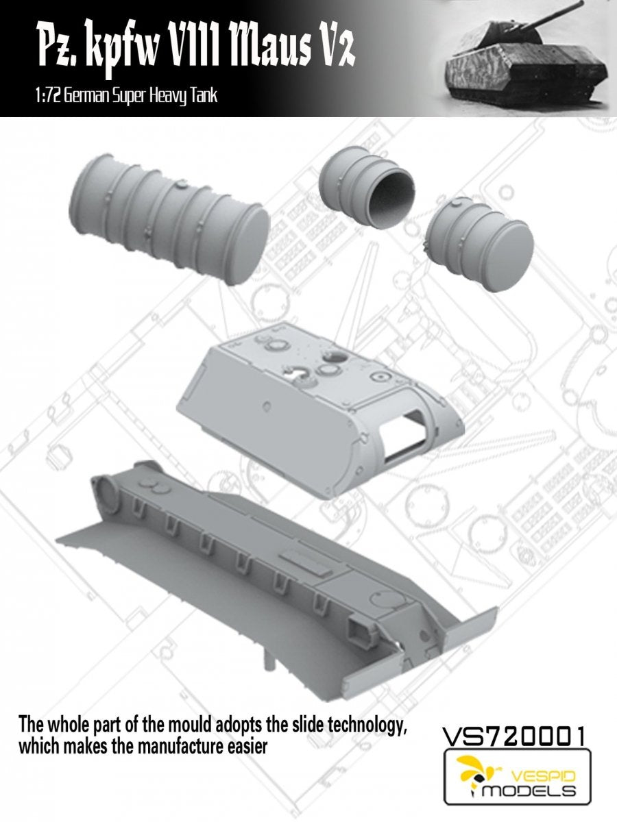Maquette Vespid Models VS720001 Pz.Kpfw. VIII Maus V2 Char super-lourd allemand 1/72 – Bild 6