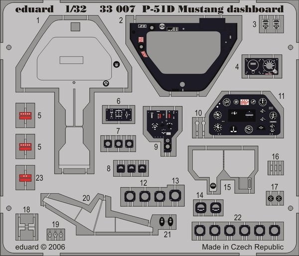 Tableau de bord Eduard 33007 P-51D HASEGAWA 1/32