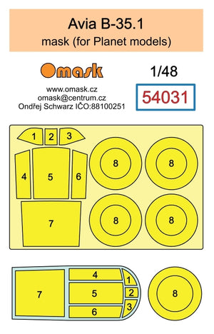 Masque Omask 54031 Avia B-35.1 (pour maquettes Planet) 1/48