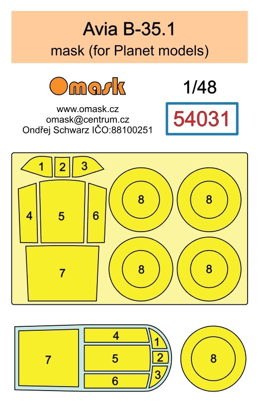 Masque Omask 54031 Avia B-35.1 (pour maquettes Planet) 1/48