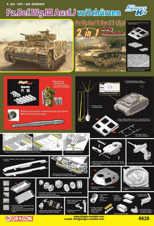 Dragon 6628 Pz.Bef.Wg.III Ausf.J / Pz.III Ausf.J (Tp) Première production (2 en 1) 1/35