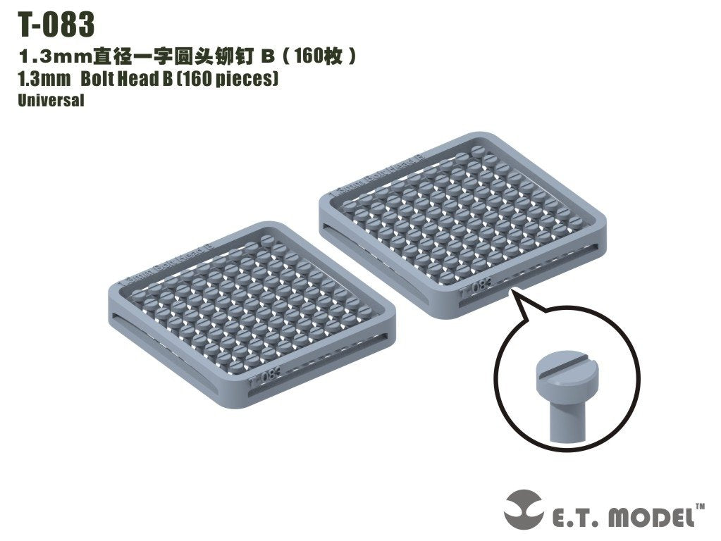 Rivets ET Modèle T-083 Tête de boulon 1,3 mm B (160 pièces)