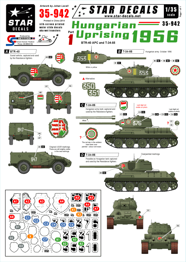 Star Decals 35-942 Soulèvement hongrois de 1956 1/35