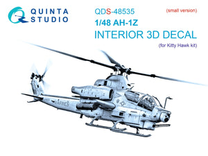 Intérieur imprimé en 3D et coloré sur papier décalcomanie Quinta Studio QDS-48535 AH-1Z Zulu Cobra/Viper (KittyHawk) (petite version) 1/48