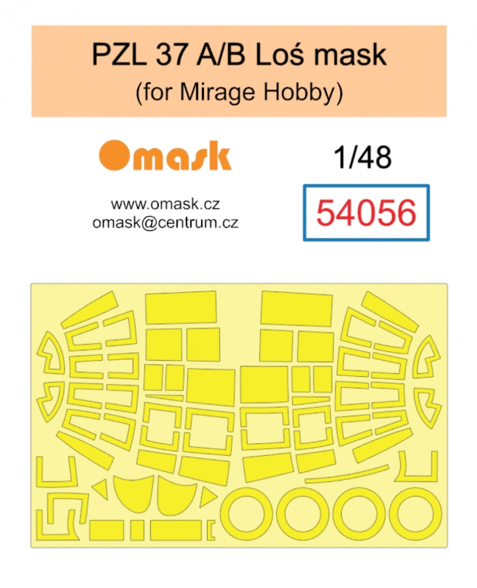 Masque Omask 54056 PZL 37 A/B Łoś (pour Mirage Hobby) 1/48
