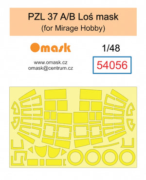 Masque Omask 54056 PZL 37 A/B Łoś (pour Mirage Hobby) 1/48