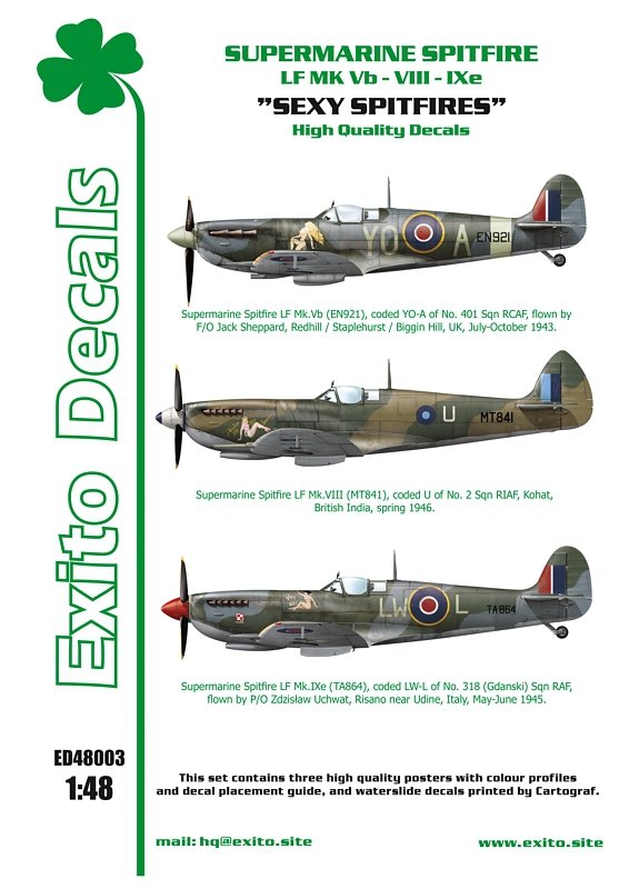 Décalcomanies Exito ED48003 Sexy Spitfires - Supermarine Spitfire LF Mk Vb - VIII - IXe 1/48