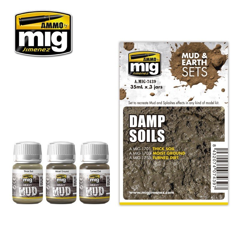 Munitions Mig Jimenez 7439 pour sols humides, 3 x 35 ml