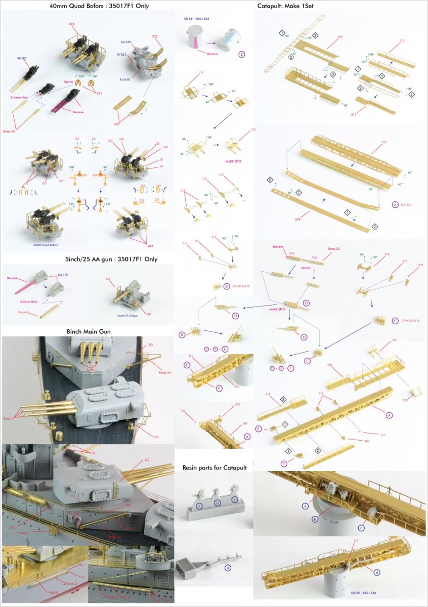 Pontos 37017F1 USS CA-35 Indianapolis 1945 Kit de détails avancé (1/350) – imagen 7