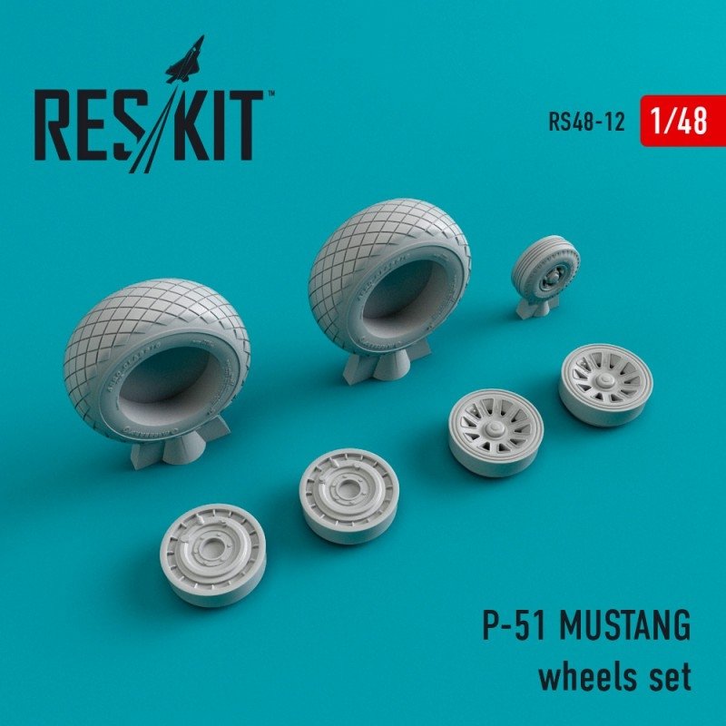 RESKIT RS48-0012 Jeu de roues P-51 MUSTANG 1/48
