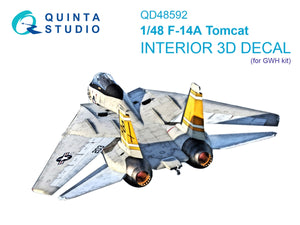 Quinta Studio QD48592 F-14A Tomcat 3D-Printed &amp; coloured Interior on decal paper (GWH) 1/48