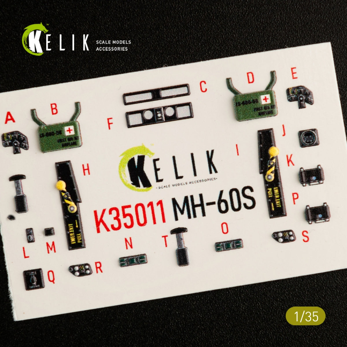 KELIK K35011 MH-60S KNIGHT HAWK - Décalcomanies 3D pour intérieur de la maquette KITTY HAWK au 1/35