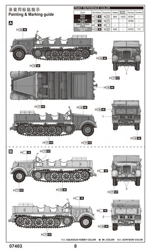 Trumpeter 07403 allemand Sd.Kfz. 8 Schwerer Zugkraftwagen 12t 1/72  – immagine 3