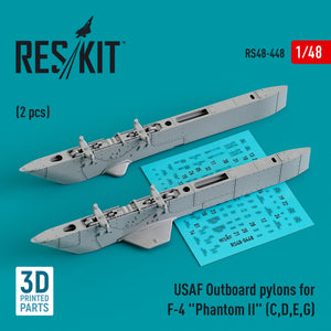RESKIT RS48-0448 PYLÔNES EXTÉRIEURS USAF POUR F-4 PHANTOM II (2 PIÈCES) (IMPRIMÉ EN 3D) 1/48