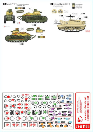 Star Decals 72-A1106 Véhicules de combat français en Afrique n° 1 La France de Vichy et les FFL - Forces Françaises Libres 1/72 – imagen 2