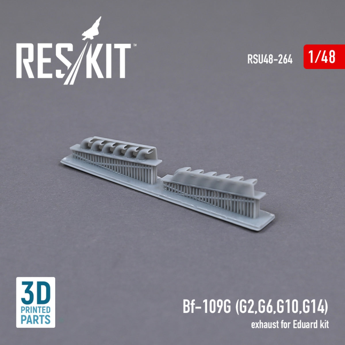 RESKIT RSU48-0264 BF-109G (G2, G6, G10, G14) ÉCHAPPEMENT POUR MAQUETTE EDUARD (IMPRIMÉ EN 3D) 1/48 – immagine 2