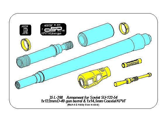 Armement Aber 35L-298 pour canon de char SU-122 - 54,1 x 122 mm D-49, 1 x 14,5 mm KPVT 1/35  – image 3