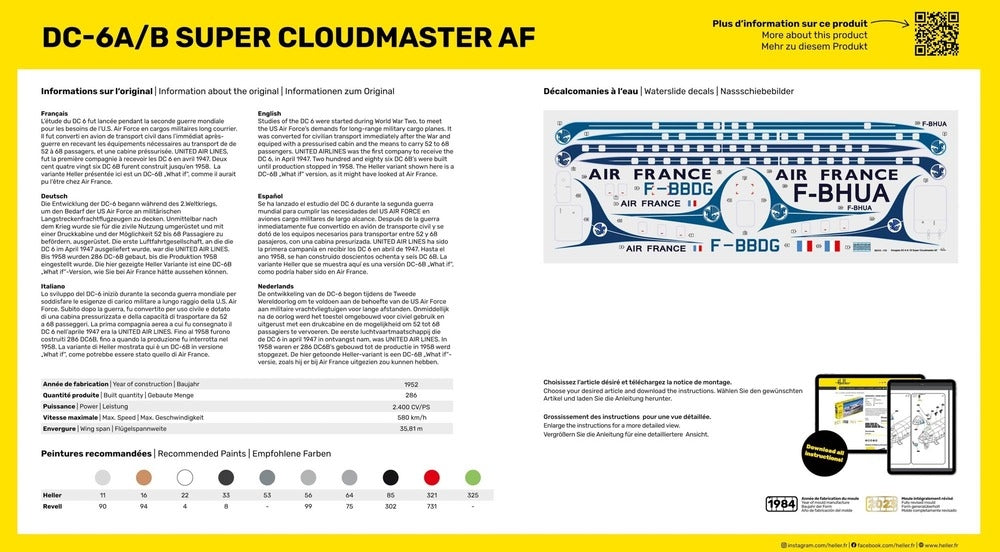 Heller 56315 DC6 Super Cloudmaster Air France - Kit de démarrage 1/72 – image 5