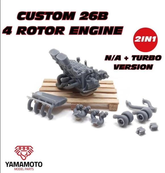 Moteur Yamamoto YMPENG3 Custom 26B à 4 rotors, version atmosphérique et turbo - Kit Pro 2 en 1 1/24
