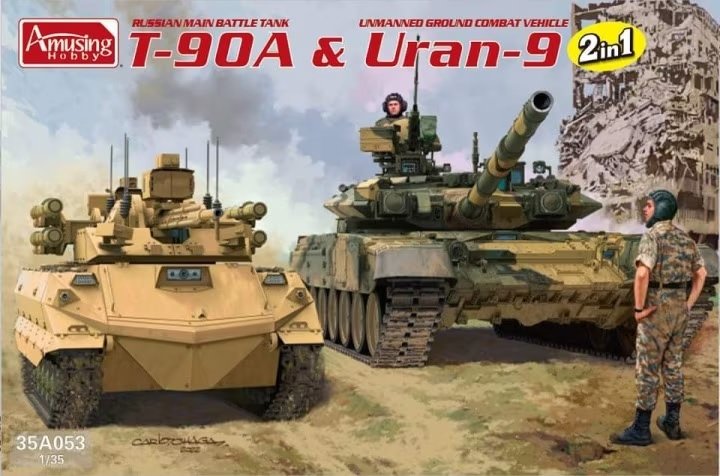Maquette amusante 35A053 Char de combat principal russe T-90A et Uran-9 au 1/35