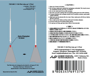 HobbyDecal MT72014V1 Ensemble de tubes Pitot F-104 1/72 – Bild 2