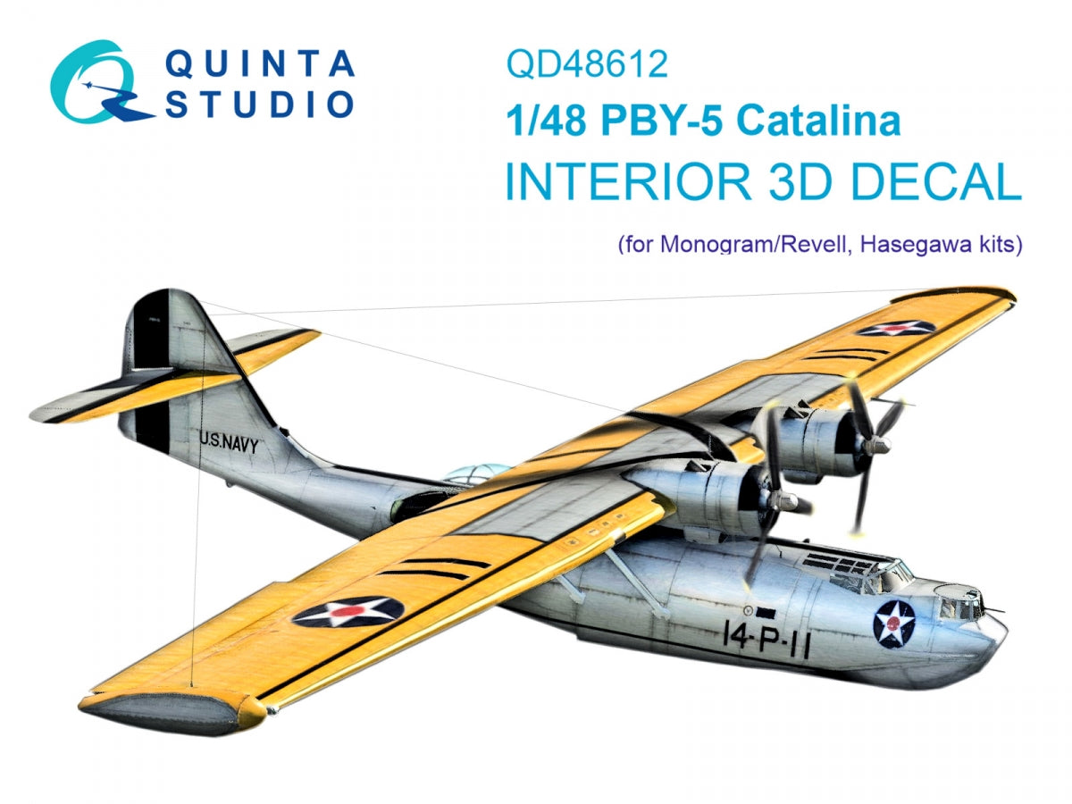 Intérieur imprimé en 3D et coloré sur papier décalcomanie Quinta Studio QD48612 PBY-5 Catalina (Revell/Monogram) 1/48