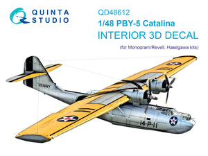 Intérieur imprimé en 3D et coloré sur papier décalcomanie Quinta Studio QD48612 PBY-5 Catalina (Revell/Monogram) 1/48