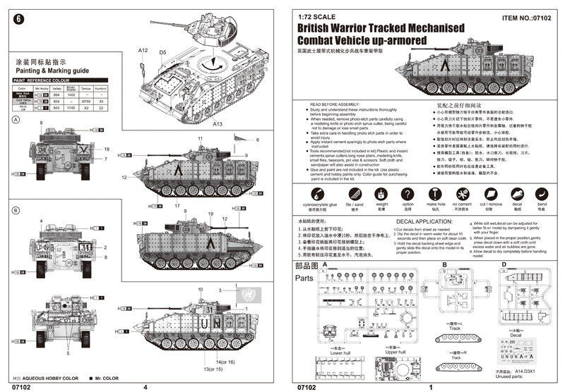 Trumpeter 07102 Véhicule de combat mécanisé chenillé britannique Warrior blindé (1/72) – immagine 3