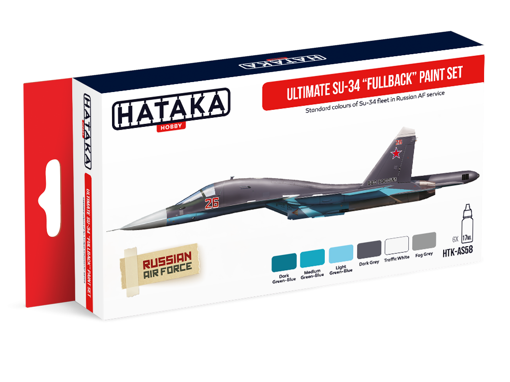 Kit de peinture Hataka HTK-AS58 Ultimate Su-34 « Fullback » (6 x 17 ml)