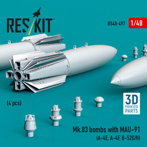 RESKIT RS48-0497 Bombes Mk.83 avec MAU-91 (4 pièces) (impression 3D) 1/48 – image 2
