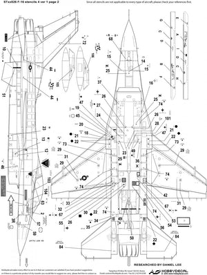 HobbyDecal ST32026V1 Pochoirs F-16 4 ver 1 pour maquette Academy au 1/32 – image 2