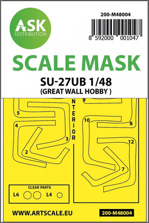 Masque de peinture double face ASK M48004 SU-27UB pour maquette Great Wall Hobby 1/48