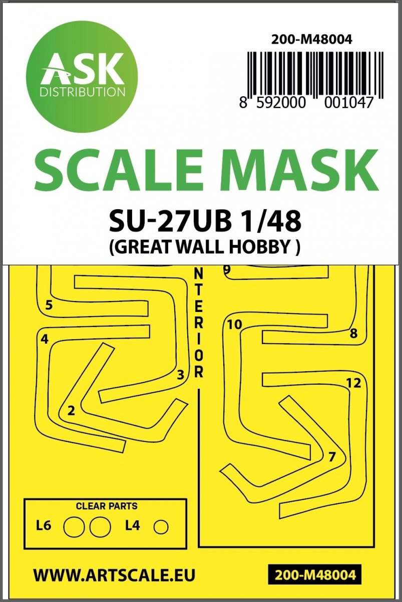 Masque de peinture double face ASK M48004 SU-27UB pour maquette Great Wall Hobby 1/48