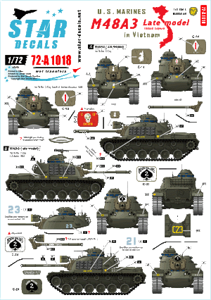 Star Decals 72-A1018 M48A3 Modèle tardif 1/72