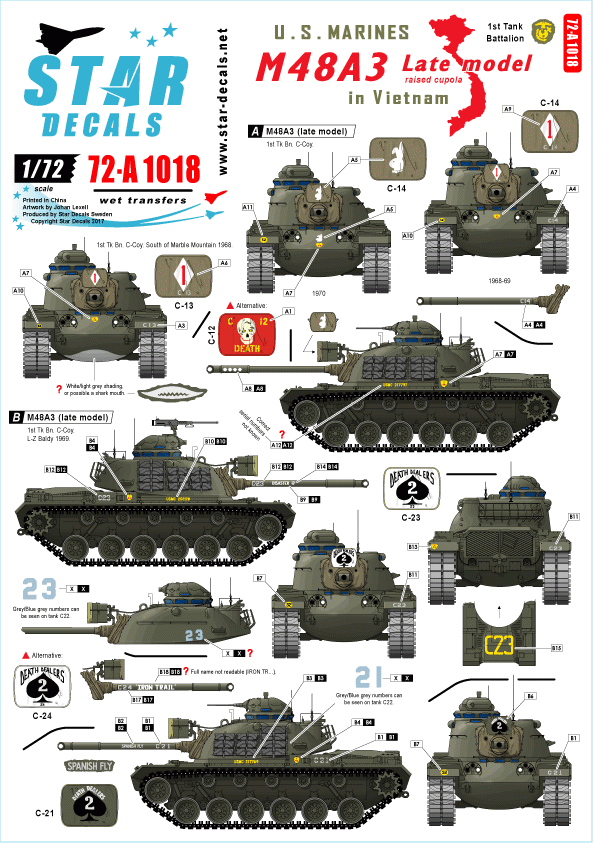 Star Decals 72-A1018 M48A3 Modèle tardif 1/72