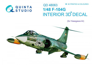 Intérieur imprimé en 3D et coloré sur papier décalcomanie Quinta Studio QD48063 F-104G (pour maquette Hasegawa) 1/48