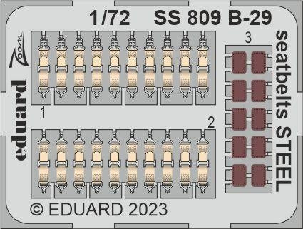 Ceintures de sécurité Eduard SS809 B-29 en acier HOBBY 2000, ACADEMY 1/72 