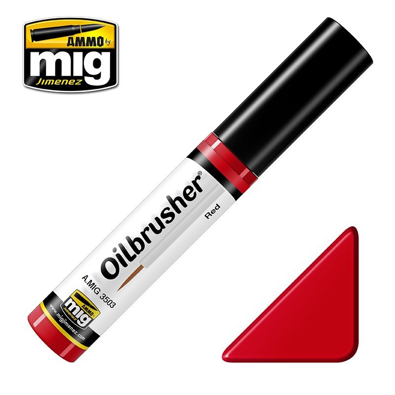 AMMO de Mig Jimenez 3503 Oilbrusher ROUGE - peinture à l'huile avec pinceau